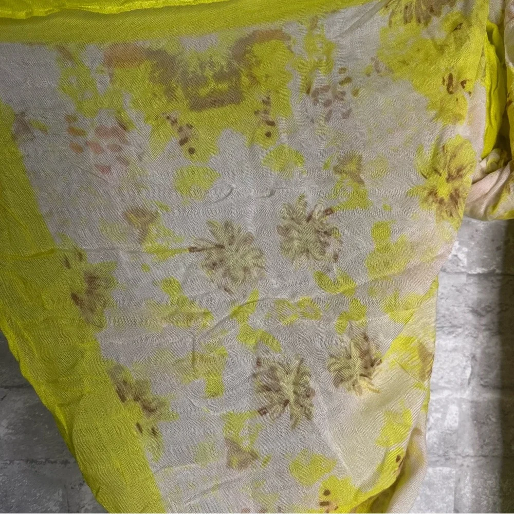 EUC Floral Yellow Scarf Lightweight  Fall Fashion
